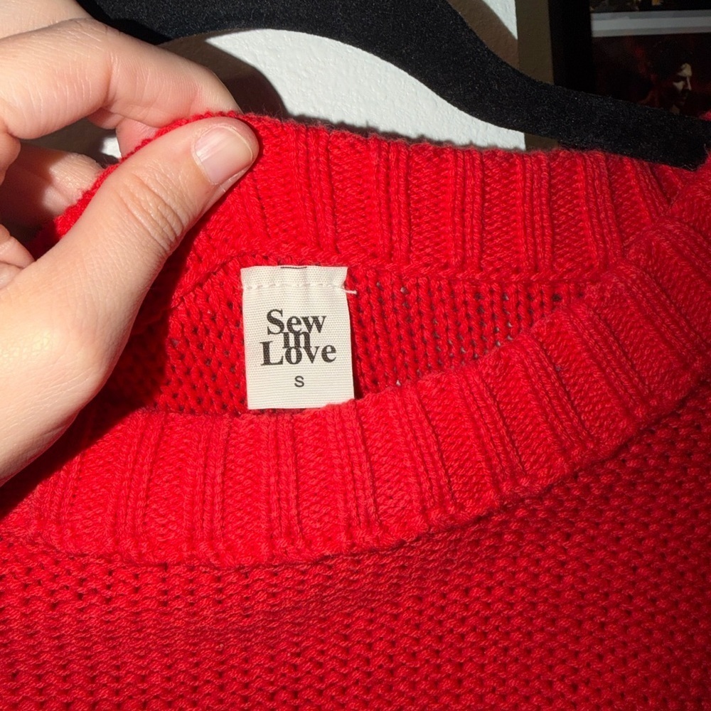 Sew In Love Red and Pastel Colorblock Sweater - Picture 2 of 2